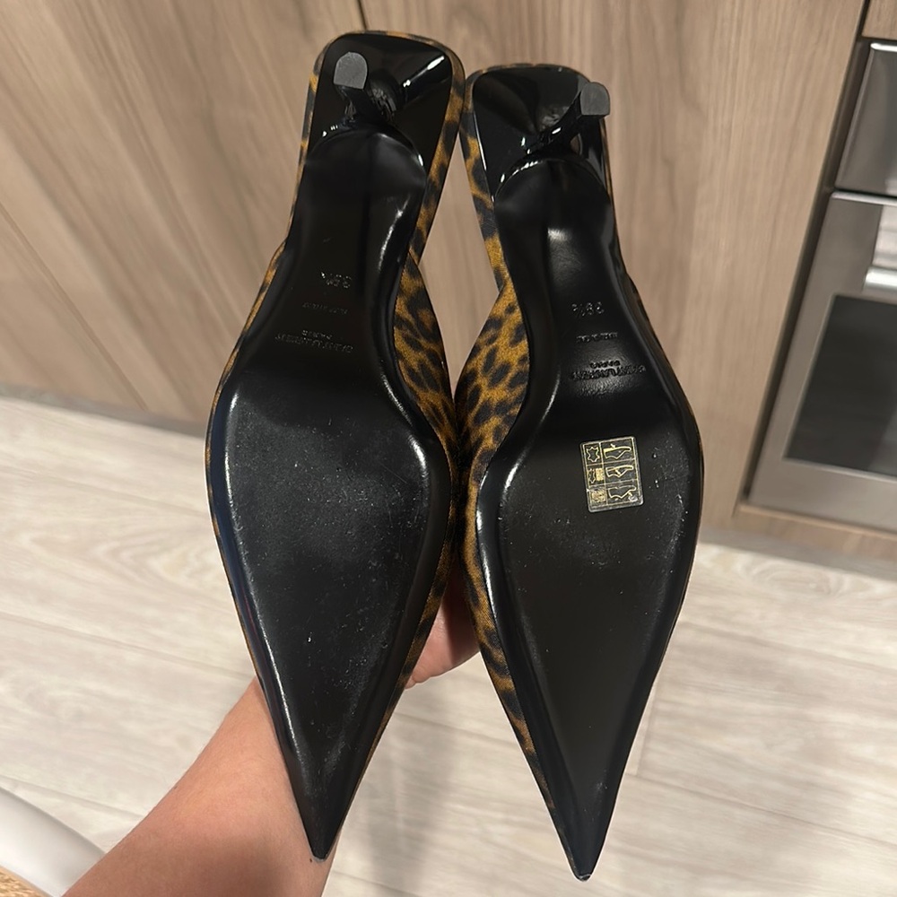 Saint Laurent Brown and Black Leopard Print Mules - Picture 3 of 3